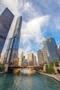 Northern Chicago River Riverwalk on North Branch Chicago River i