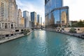 Northern Chicago River Riverwalk on North Branch Chicago River i