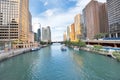 Northern Chicago River Riverwalk on North Branch Chicago River i