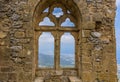 The northern coast of Cyprus viewed through the `Queens Window` of Saint Hilarion Castle, Northern Cyprus