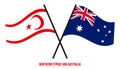 Northern Cyprus and Australia Flags Crossed Flat Style. Official Proportion. Correct Colors