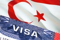 Northern Cyprus Visa Document, with Northern Cyprus flag in background. Northern Cyprus flag with Close up text VISA on USA visa Royalty Free Stock Photo