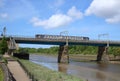 Northern dmu train on Carlisle Bridge, Lancaster