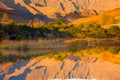 Northern Drakensberg. Reflection of mountains in placid water