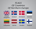 Northern Europe countries flags collection Royalty Free Stock Photo