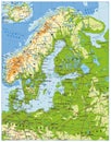 Northern Europe Physical Map Royalty Free Stock Photo