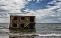 Northern forts in water of Baltic sea in Liepaja, Latvia. Sightseeing obect. Blurry Waves because of Long Exposure And ND Filter