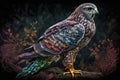 Design of colorful Northern Harrier bird in the Jungle