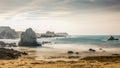 Northern Ireland Antrim Coast Ballintoy Harbour long exposure rocks sunset waves beautiful scenery Royalty Free Stock Photo