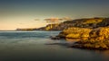 Northern Ireland Antrim Coast Ballintoy Harbour long exposure rocks sunset waves beautiful scenery Royalty Free Stock Photo