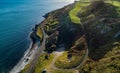 Coastal road in Northern Ireland in winter. Aerial view Royalty Free Stock Photo