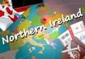 Northern Ireland travel concept map background with planes, tick