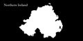 Northern Ireland White Map Isolated On Black Background 3D illus