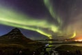 Northern Light Aurora borealis at Kirkjufell Iceland with fully