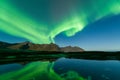 Northern Light, Aurora borealis at Kirkjufell in Iceland. Royalty Free Stock Photo