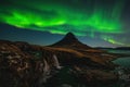 Northern Light, Aurora borealis at Kirkjufell in Iceland. Kirkjufell mountains in winter. Royalty Free Stock Photo