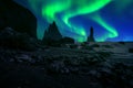 Northern Light, Aurora borealis at Vik in Iceland. Royalty Free Stock Photo