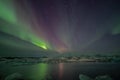 Aurora Borealis Over Ice Lagoon in Iceland