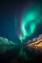 Northern lights above fjords Royalty Free Stock Photo