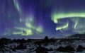 Northern Lights above Icelandic landscape dimmuborgir