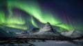 Northern Lights Above Mountains Illustration AI Generative Royalty Free Stock Photo