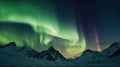Northern Lights Above Mountains Illustration AI Generative Royalty Free Stock Photo
