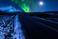 Northern Lights above snow-covered Vestrahorn mountains