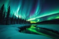 Northern lights against the backdrop of the lake Royalty Free Stock Photo