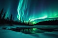 Northern lights against the backdrop of the lake Royalty Free Stock Photo