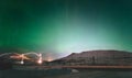 Northern lights Aurora borealis above Mountains Royalty Free Stock Photo