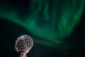 Northern lights, Aurora Borealis with the Globe, the monument at Nordkapp, North Cape, Norway