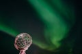 Northern lights, Aurora Borealis with the Globe, the monument at Nordkapp, North Cape, Norway