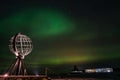 Northern lights, Aurora Borealis with the Globe, the monument at Nordkapp, North Cape, Norway
