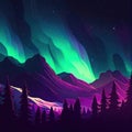 Northern Lights Aurora borealis in the night sky, ai generation Royalty Free Stock Photo