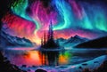 Northern lights, aurora polaris, northern landscape, sky illuminated