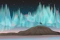 Northern lights and deer. Royalty Free Stock Photo