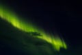 Northern lights detail view from Iceland. Green aurora