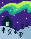 Northern Lights doodle icon, vector illustration