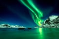 Northern Lights at Haukland Beach on the Lofoten Islands Royalty Free Stock Photo