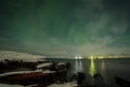 Northern Lights on the Kola Peninsula. Teriberka, Murmansk region, Russia Royalty Free Stock Photo