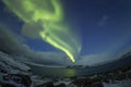 Northern Lights on the Kola Peninsula. Teriberka, Murmansk region, Russia Royalty Free Stock Photo