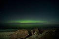 Northern Lights Lake Superior Beach Rocks Lower Contrast Royalty Free Stock Photo