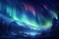 Northern lights in the night sky over the winter forest. 3d rendering, AI Generated Royalty Free Stock Photo