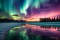 northern lights night view aurora lights dream scene