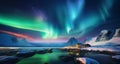 the northern lights at the north pole. Royalty Free Stock Photo