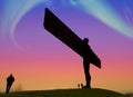 Northern Lights over the Angel Of The North Royalty Free Stock Photo