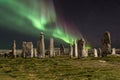 Northern lights over Callanish stones Royalty Free Stock Photo