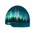 Northern lights over deep forest icon