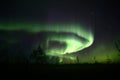 Northern lights over forestscape creating a mythical dragon shape in the night Royalty Free Stock Photo