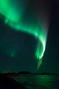 Northern lights over frozen lake Myvatn in Iceland